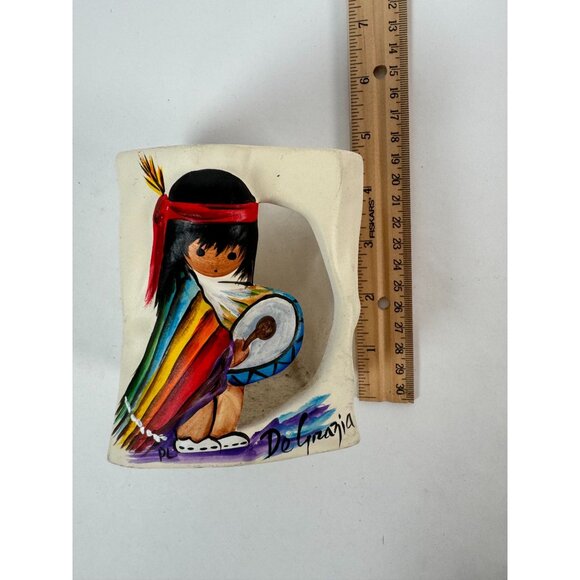 De Grazia Signed Hand Painted Colorful Drummer Boy Candle Holder Luminarie Bag - Picture 12 of 16